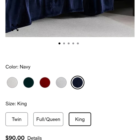 Polo Ralp Lauren - Luxurious Navy Blue Fleece Blanket - Picture 4 of 6